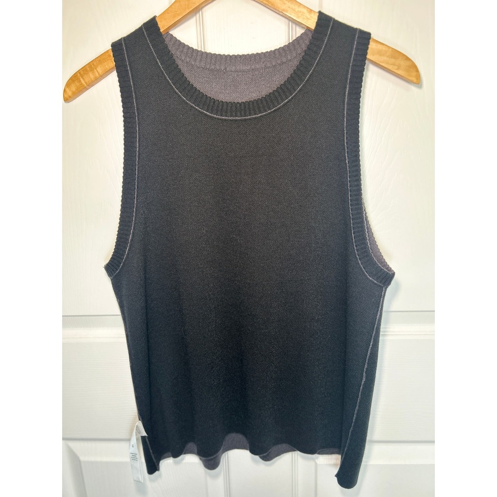 Splendid Reversible Sweater Vest XL Grey Black Cashmere Blend Knit Tank NWT‎ - Picture 4 of 6